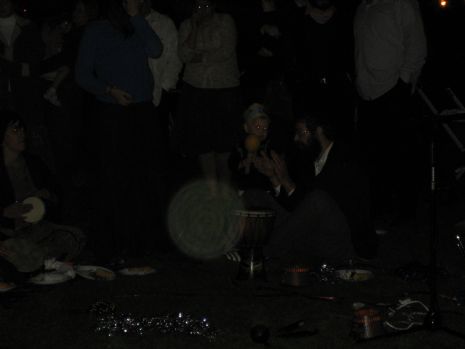 Mattisyahu and son Levi drumming along